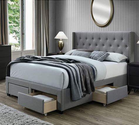 queen size bed frame with headboard amazon